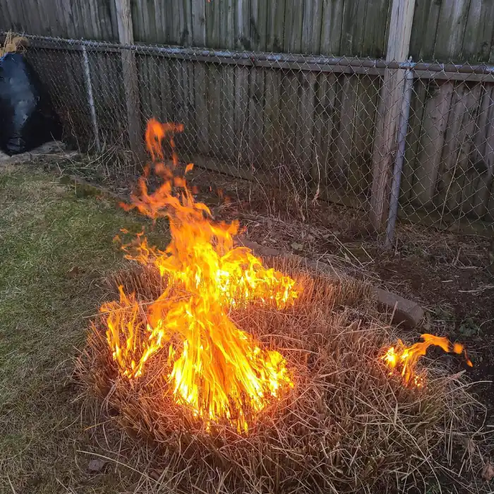 Fire hazard in using gasoline to kill weeds
